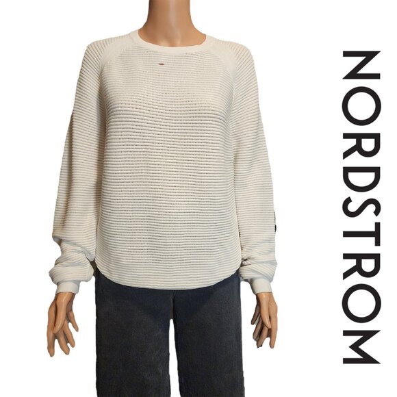 Nordstrom Textured Stitch Sweater NWT White XL Hole in chest - Picture 1 of 11